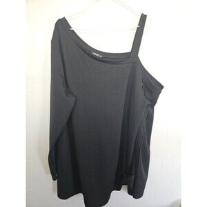 Shein Curve Women's Off One Shoulder Long Sleeve Top, Side Knot, Black, 4XL